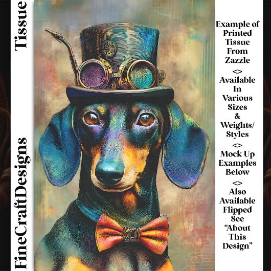 Farbiger Steampunkhund in Krawatte Bow DK7L Decoup Seidenpapier