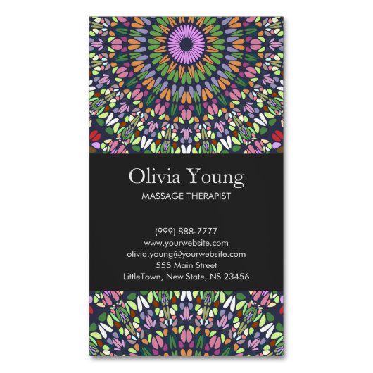 Farbiger Stein Mandala Magnetische Visitenkarte (Vorderseite Vertikal)