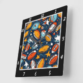 Farbiger Stern Fußball Quadratische Wanduhr (Winkel)