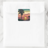 Farbiger Stift aus einem atemberaubenden Sonnenunt Quadratischer Aufkleber (Tasche)