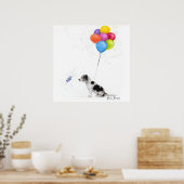 Farbiger Stift Zeichnend Beagle Hund und Balloons Poster (Küche)