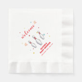 Farbiger Strike Up Bowling Baby Shower Willkommen Serviette (Vorderseite)