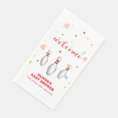 Farbiger Strike Up Bowling Willkommen Baby Shower Serviette (Ecke)