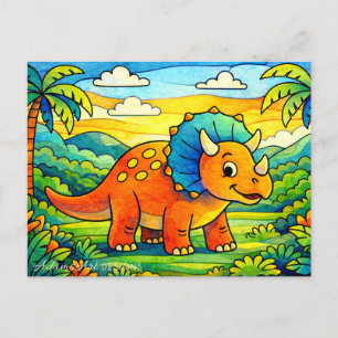 Farbiger Süßer Dinosaurier Kinder Feiertagspostkarte