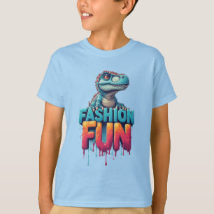 Farbiger süßer T-Rex mit modischer lustiger Typogr T-Shirt