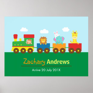 Farbiger Süßer Tierzug, Für Kinderzimmer Poster
