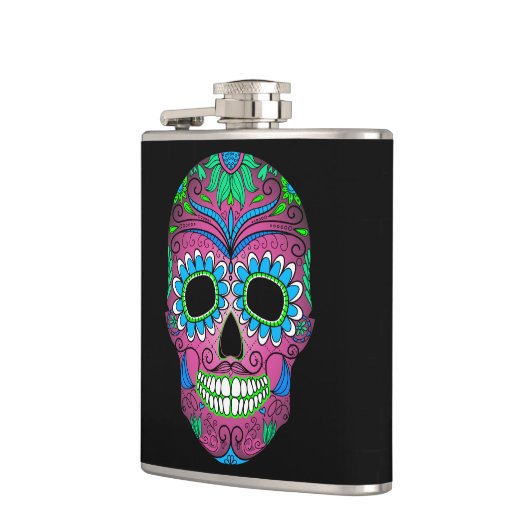 Farbiger Tag des Toten Grundes Flachmann (Links)