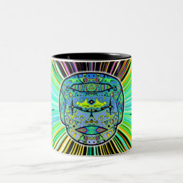 Farbiger Tätowierter Schädel v1 Zweifarbige Tasse