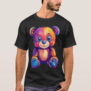 Farbiger Teddybär mit großen Augen T-Shirt