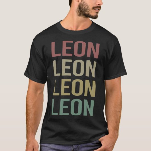 Farbiger Text Art - Leon Name T-Shirt (Vorderseite)