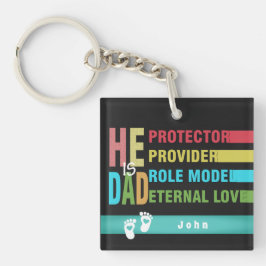 Farbiger Text Er ist VATER, Vatertagsgeschenk Schlüsselanhänger