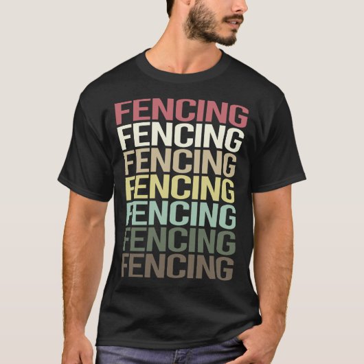 Farbiger Text Fencing Fencer T-Shirt (Vorderseite)