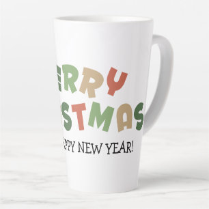 Farbiger Text frohe Weihnachten glücklich neues Ja Milchtasse