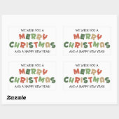 Farbiger Text frohe Weihnachten glücklich neues Ja Rechteckiger Aufkleber (Blatt)