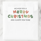 Farbiger Text frohe Weihnachten glücklich neues Ja Rechteckiger Aufkleber (Tasche)