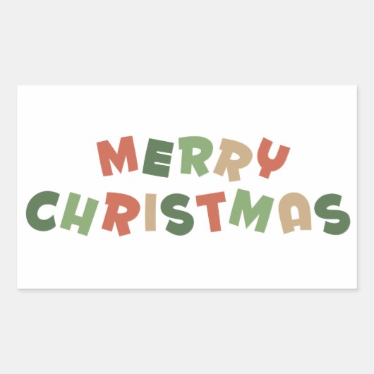 Farbiger Text frohe Weihnachtsbriefe Rechteckiger Aufkleber (Vorderseite)