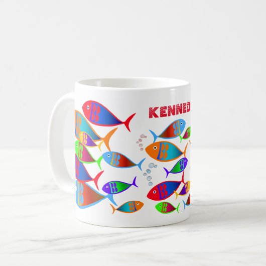 Farbiger Text für Fische Kaffeetasse (Vorderseite Links)