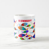 Farbiger Text für Fische Kaffeetasse (Mittel)