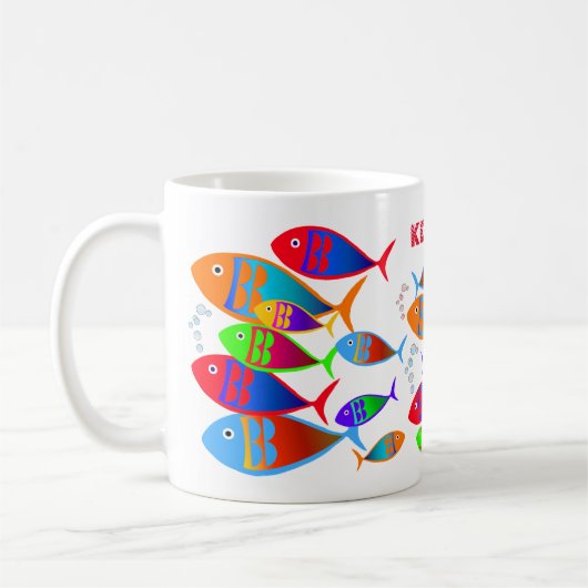 Farbiger Text für Fische Kaffeetasse (Links)