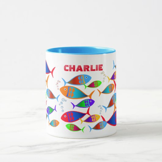 Farbiger Text für Fische Tasse (Zentrum)