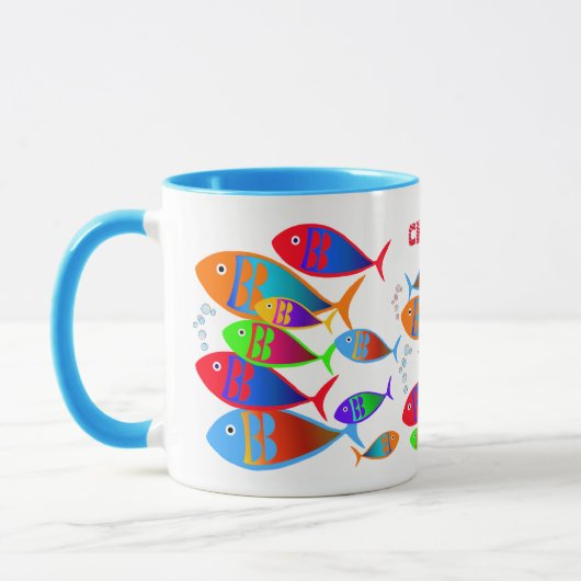 Farbiger Text für Fische Tasse (Links)