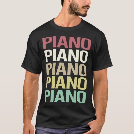 Farbiger Text Pianist T-Shirt (Vorderseite)