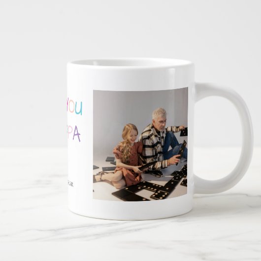 Farbiger Text und benutzerdefiniertes Foto "Liebe Jumbo-Tasse (Rechts)