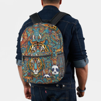 Farbiger Tier-Mandala-Rucksack – Boho-Tier  Bedruckter Rucksack