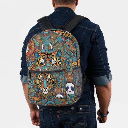 Farbiger Tier-Mandala-Rucksack – Boho-Tier  Bedruckter Rucksack (Insitu (Modell))