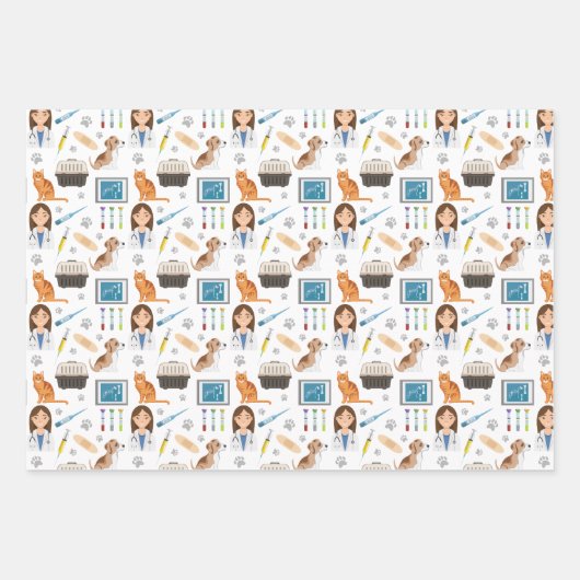 Farbiger Tierarzt Tierarzt Patt Geschenkpapier Set (Vorderseite)