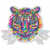 Farbiger Tiger Aufkleber (Vorderseite)
