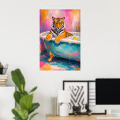 Farbiger Tiger-Badezimmerposter, Abstrakte Tierwan Poster (Heimbüro)
