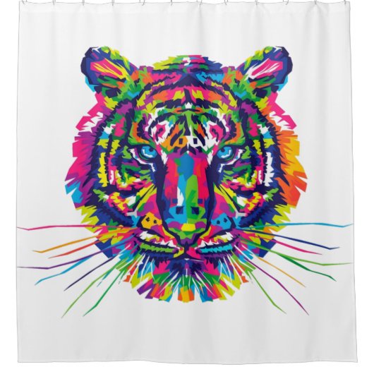 Farbiger Tiger Duschvorhang (Vorderseite)