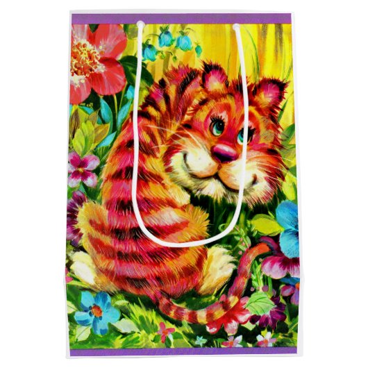 farbiger Tiger Mittlere Geschenktüte (Rückseite)