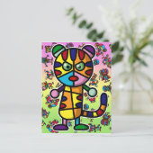 farbiger Tiger Postkarte (Stehend Vorderseite)