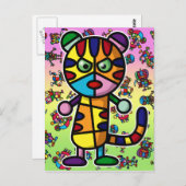 farbiger Tiger Postkarte (Vorne/Hinten)