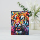 Farbiger Tiger Postkarte (Stehend Vorderseite)