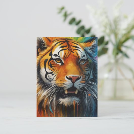 Farbiger Tiger Postkarte (Stehend Vorderseite)