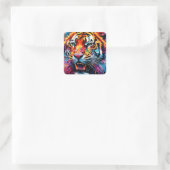 Farbiger Tiger Quadratischer Aufkleber (Tasche)
