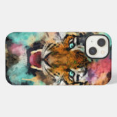 Farbiger Tigerkopf iPhone Hülle (Rückseite (Horizontal))