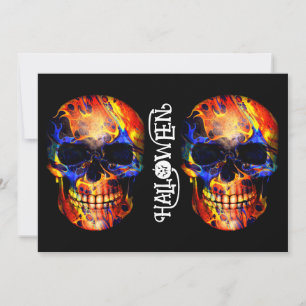 FARBIGER TOTENKOPF SKELETT FRÖHLICHES HALLOWEEN  EINLADUNG