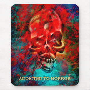Farbiger Totenkopf. Süchtig nach Horror Mousepad