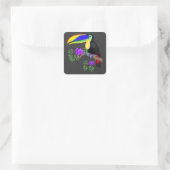 Farbiger Toukan mit Blume Square Aufkleber (Tasche)
