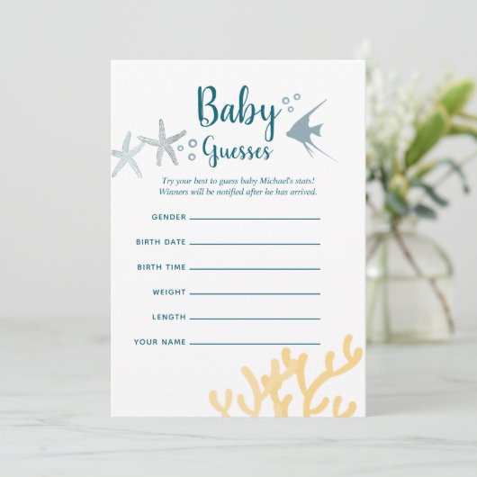 Farbiger Trend unter der Sea Baby Dusche Baby Rati Einladung (Stehend Vorderseite)