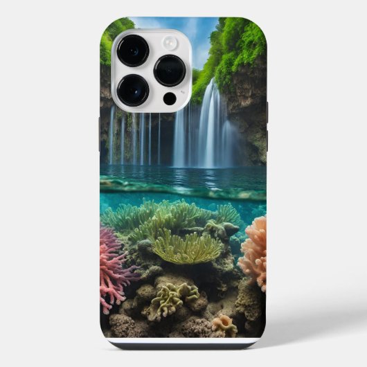 Farbiger tropischer Wasserfall iPhone Hülle (Rückseite)