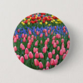 Farbiger Tulpengarten Button (Vorderseite)