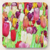 Farbiger Tulpengarten Getränkeuntersetzer (Vorderseite)