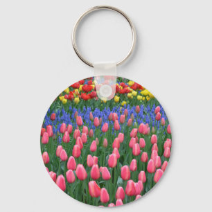 Farbiger Tulpengarten Schlüsselanhänger