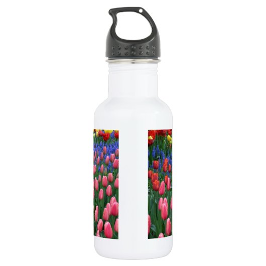 Farbiger Tulpengarten Trinkflasche (Rückseite)
