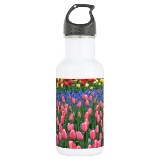 Farbiger Tulpengarten Trinkflasche (Vorderseite)